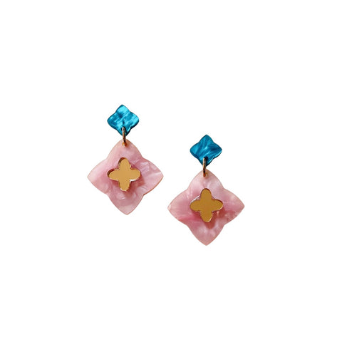 CLEARANCE - Mosaic Drop Earrings Pink