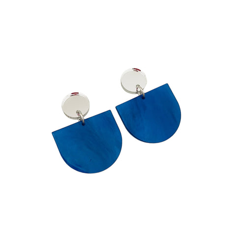 CLEARANCE - Drop Earrings Blue & Silver