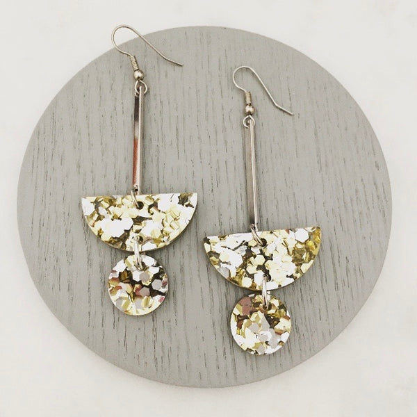 Pendulum Drop Earrings - Silver & Gold