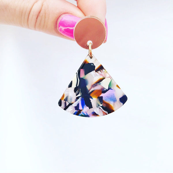 Triangle Drop Earrings - Multi Rose Gold