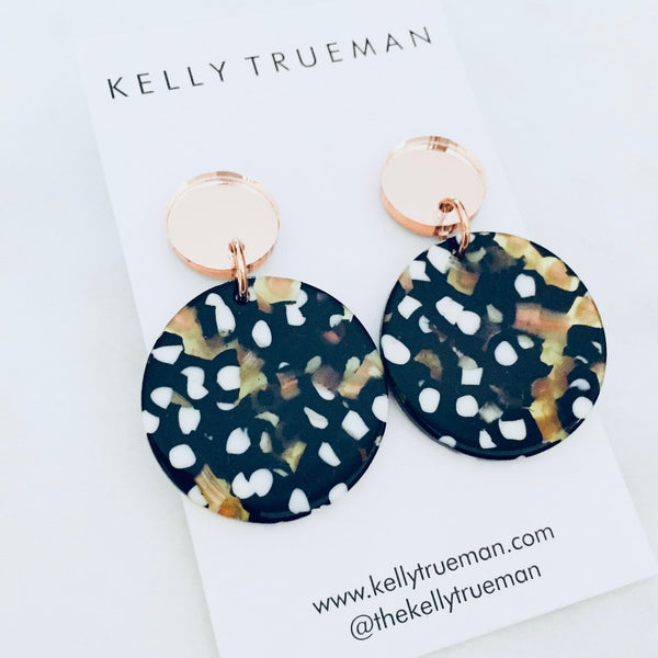 Luxe Circle Drop Earrings - Rose Gold