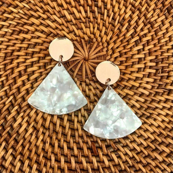 Triangle Drop Earrings - Pearl/Rose Gold