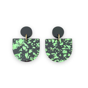 CLEARANCE - Drop Earrings Green Foil