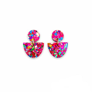 Small Semi Drop Earrings - Fiesta Pink