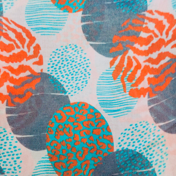 Scarf – Animal Print Dots Aqua & Orange