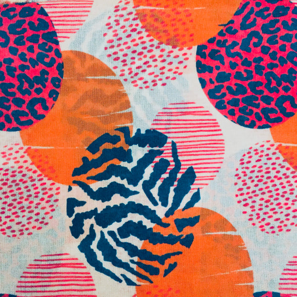 Scarf – Animal Print Dots Orange & Blue